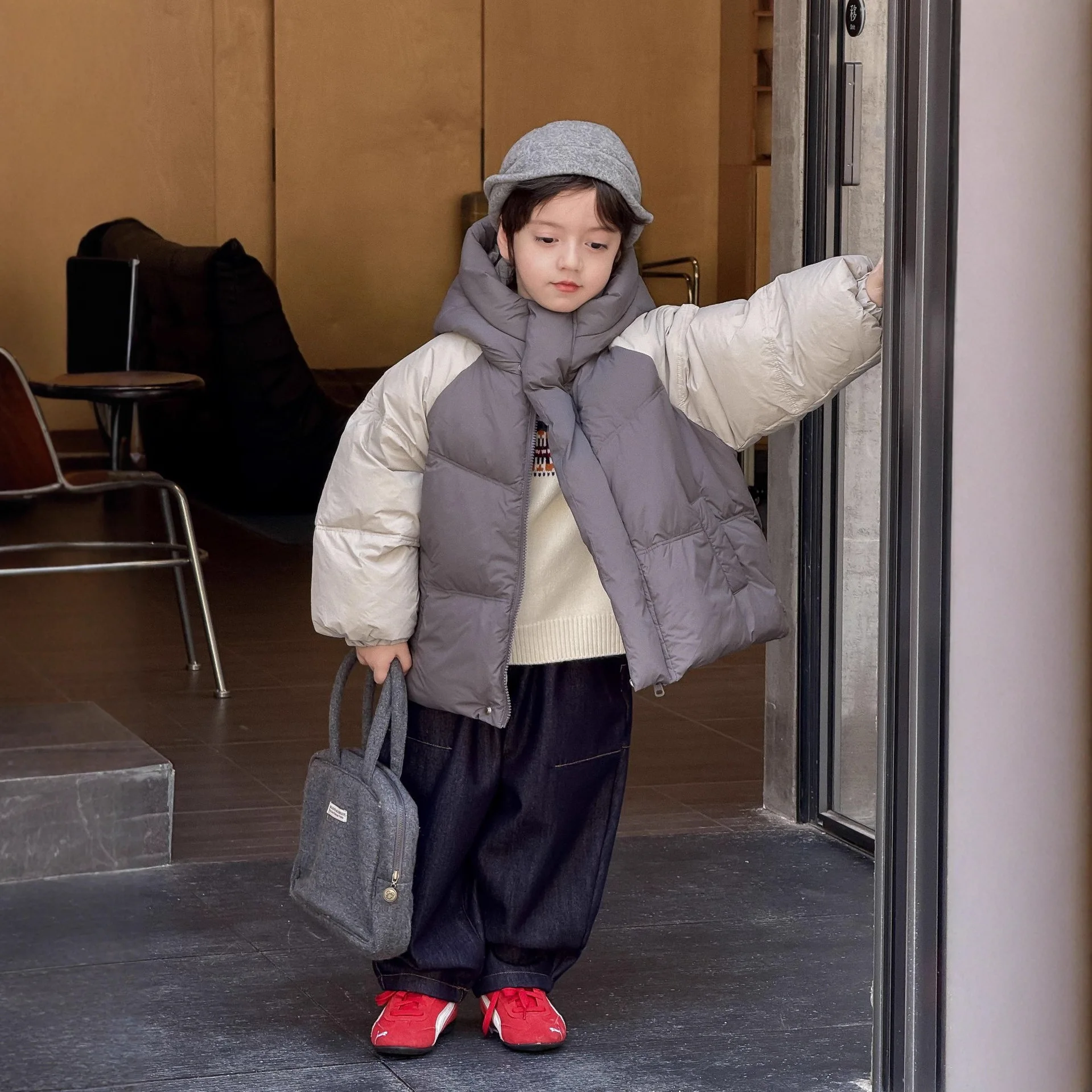 

UNITIM Kids Baby Boys Down Jacket Patchwork toddler Boys Down Coat Casual 90% White Duck Outerwear Thick Warm Coat