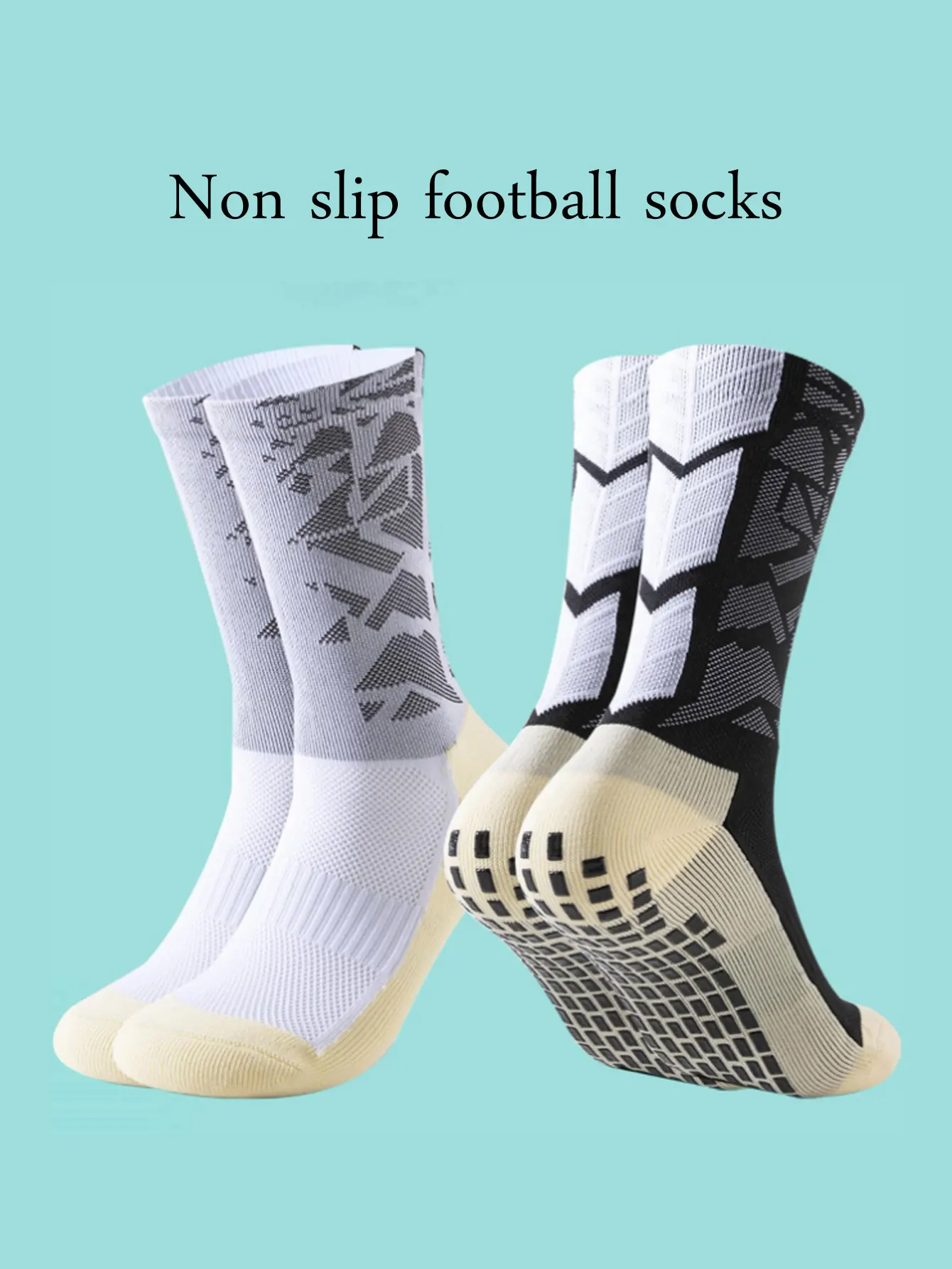 2 pair of men's non slip sports socks, arrow football socks, sweat absorbing and breathable training socks