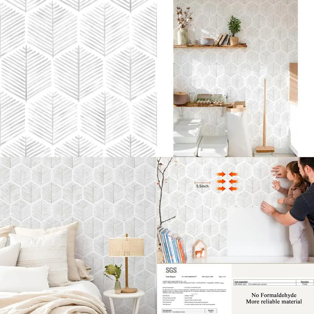 Modern Grey Peel and Stick Wallpaper - Boho Style, Removable Self-Adhesive, Ideal for Bedroom and Bathroom, 787 Long x 17.3 Wide