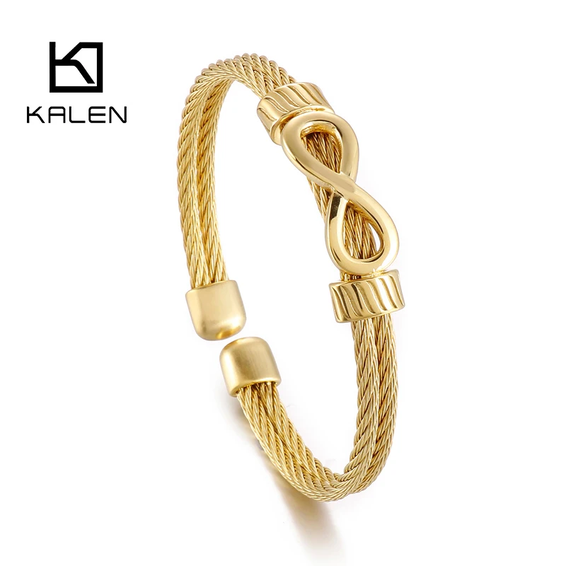 KALEN  Hiphop Stainless Steel Open Cuff Bangle For Men Vintage  Symbol Infinity Accessory Gifts Rock Gold Color Party Jewelry