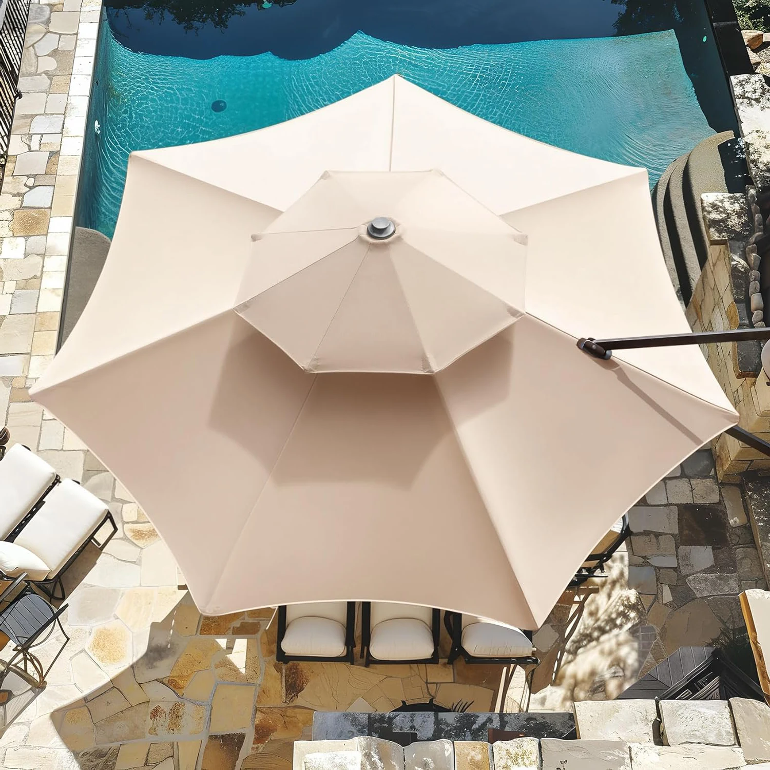 10FT Large Garden Aluminum Parasol Outdoor Waterproof Cantilever Umbrella Double Roof Roma Umbrella For Patio