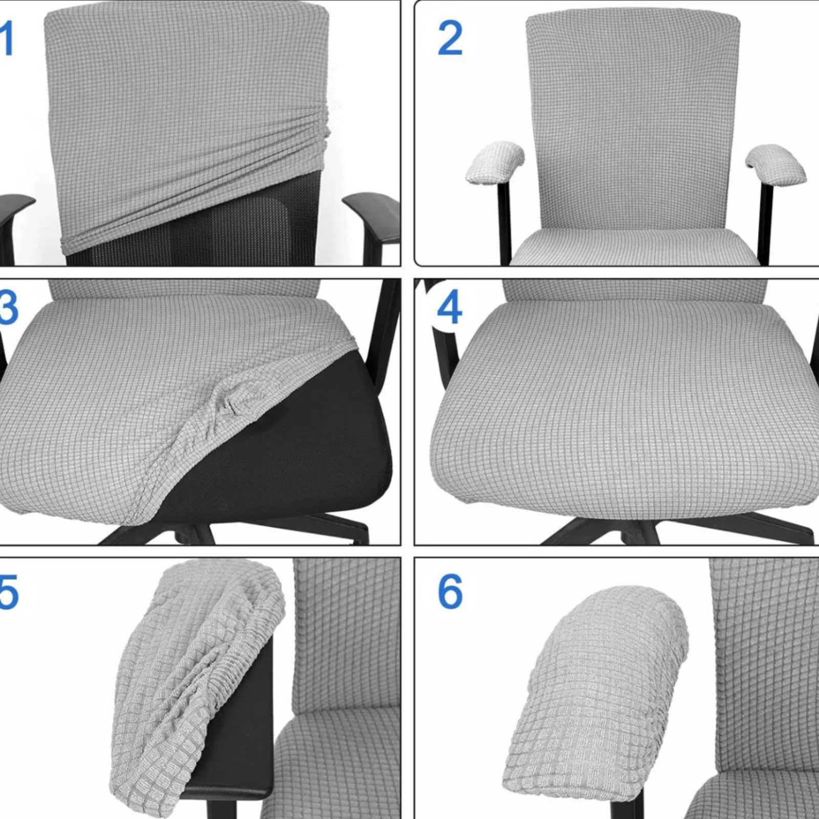 Split Chair Cover Water-Repellent Office Chair Cover Furniture Accessory Stretchy Grid Pattern
