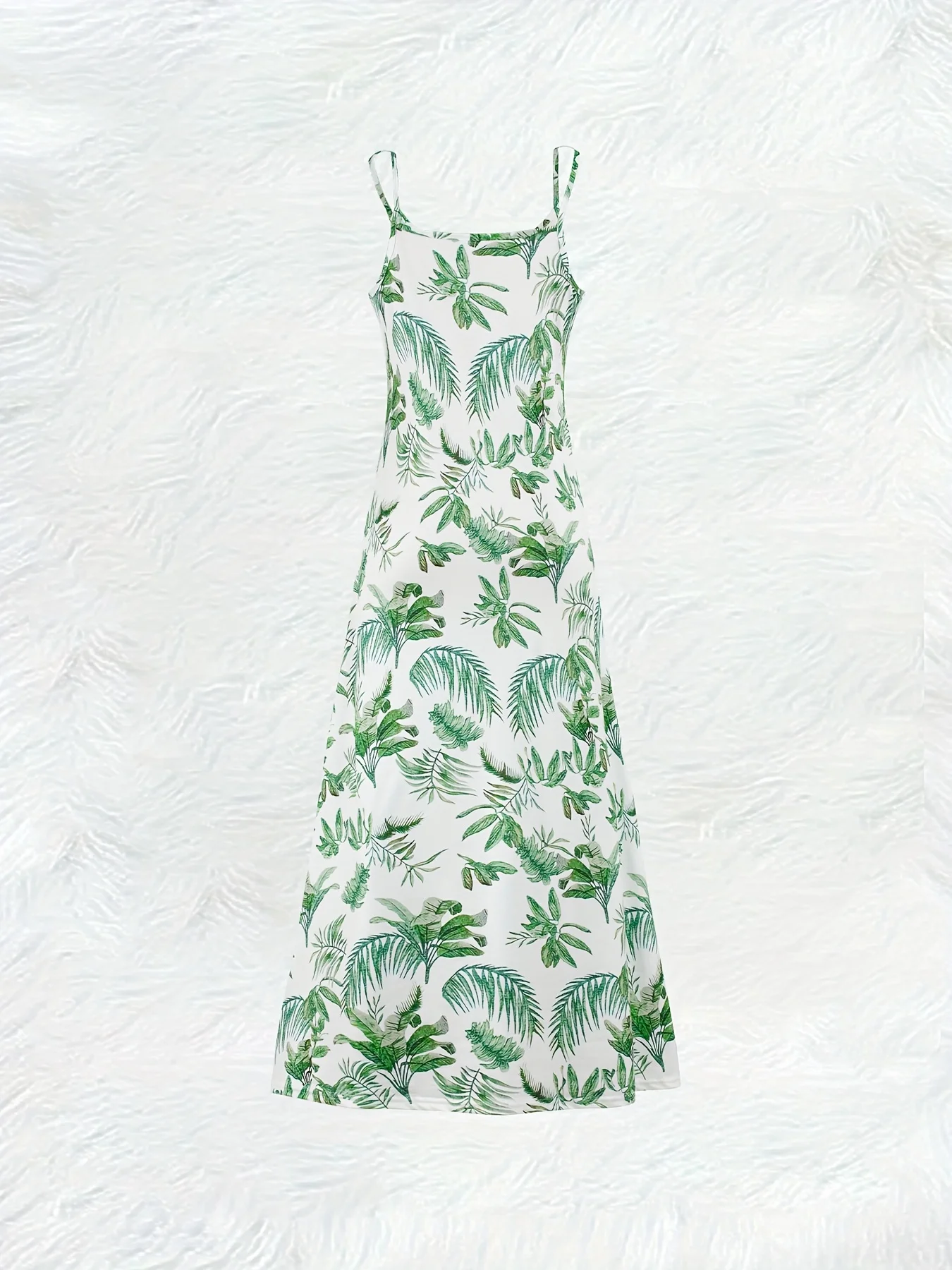Printed Design Casual Wind Hawaiian Wind Plant Slip Maxi Dress