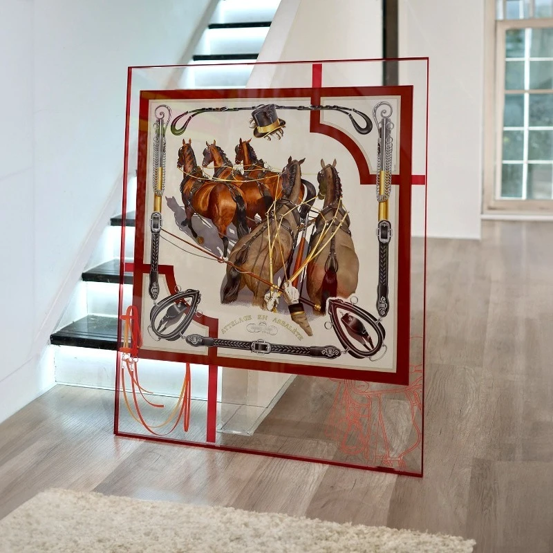 French medieval acrylic silk scarves atmospheric high-end living room hanging paintings light luxury entrance entrance