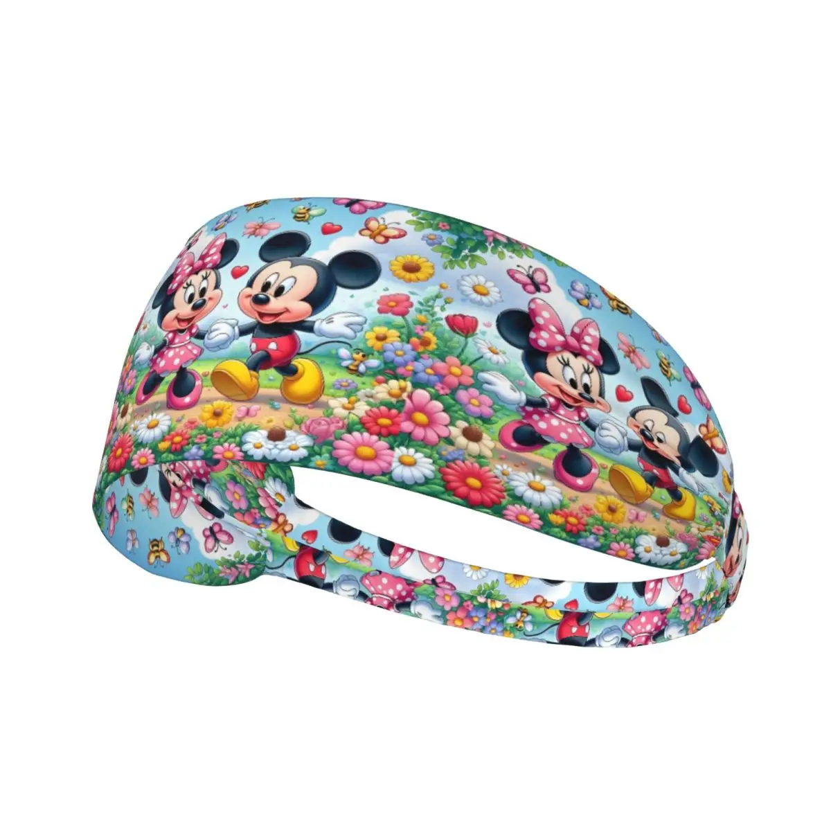 

Спортивные повязки на голову в стиле аниме с Минни и Микки Маусом для мужчин и женщин, эластичная влагоотводящая повязка Kawaii с героями мультфильмов для спортзала