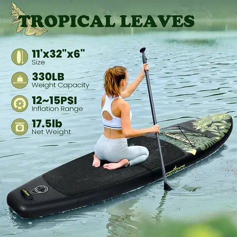 SUP Board, 335*81*15cm, Inflatable Stand Up Paddle Boards, Comfort Deck, Surfing Board, Water Skiing