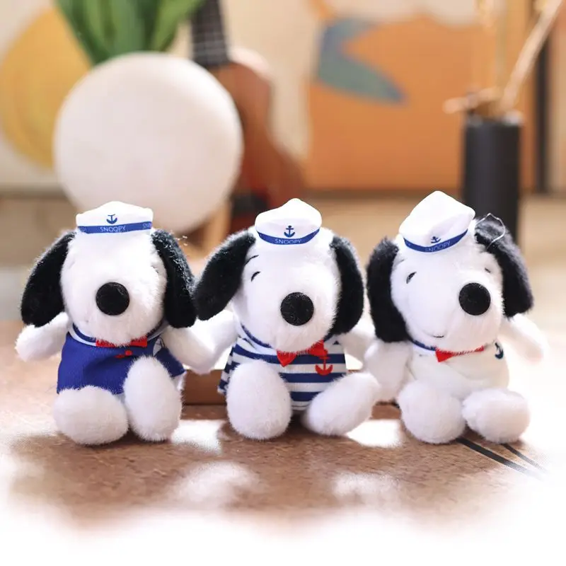 Snoopy Plush Ornament Cartoon Kawaii Blue and White Striped Clothing Plush Pendant Car Ornament Student Backpack Ornament Gift