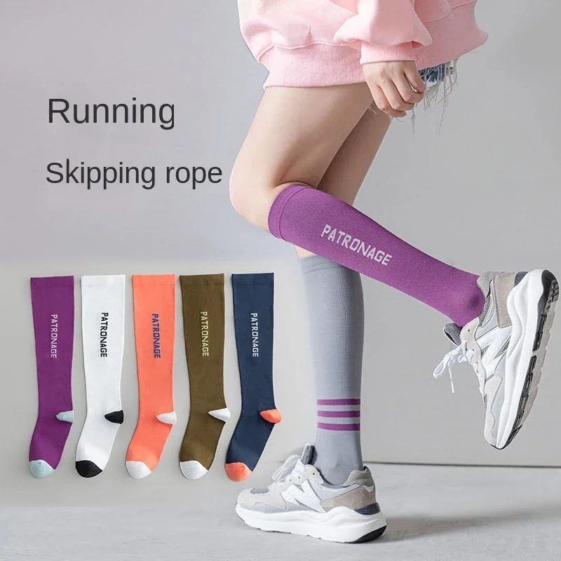 Compression Sports Middle Tube Socks Women Fashion Fitness Elastic Slimming Leg Calf Sock Yoga Muscle Energy JK Knee High Socks