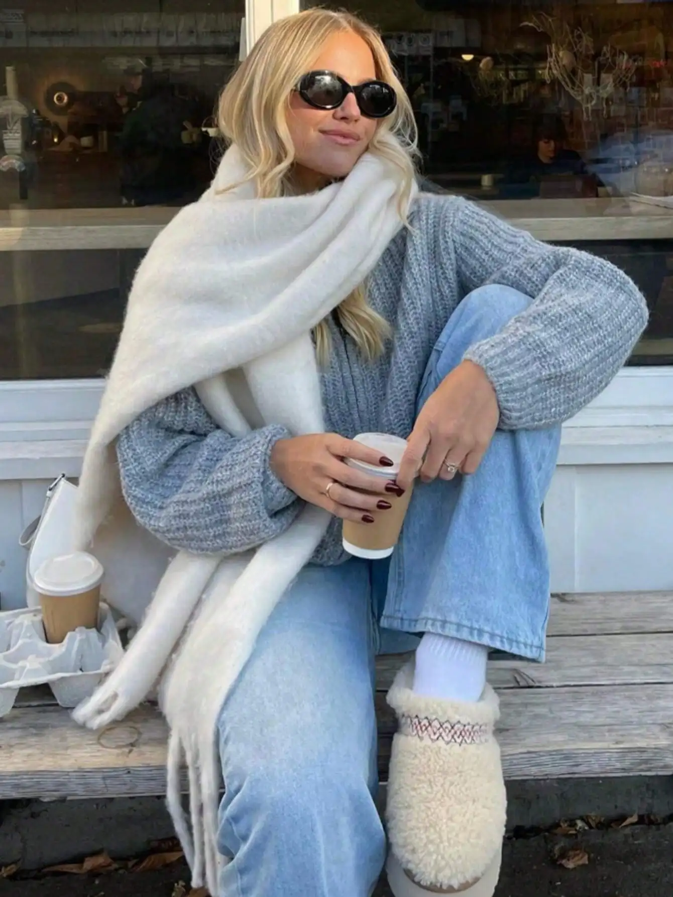 

1 шт., однотонный пушистый шарф с кисточками унисекс, теплая мягкая шаль на осень-зиму