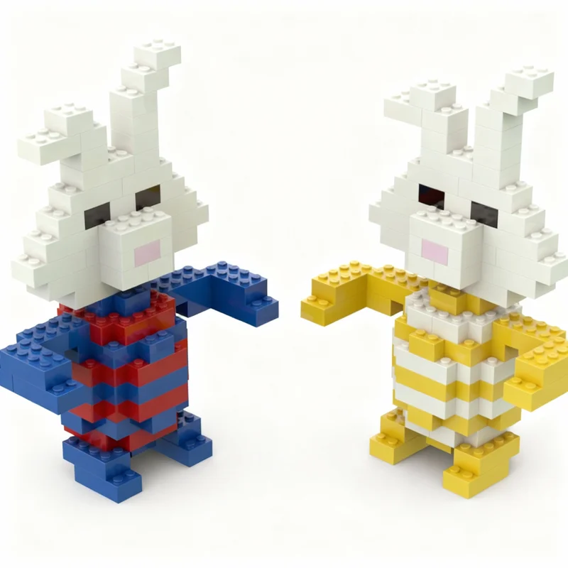 208ピース-moc-クリエイティブモデル-イースターバニー-カスタムビルディングブロック-アーキテクチャ-diy組み立てディスプレイギフト-コレクタブルビルディングセット