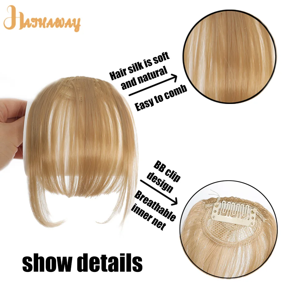 Synthetic Straight Clip In Fringe bangs  Air bangs Hair Extension Natural Hair Bangs For Women False Bang