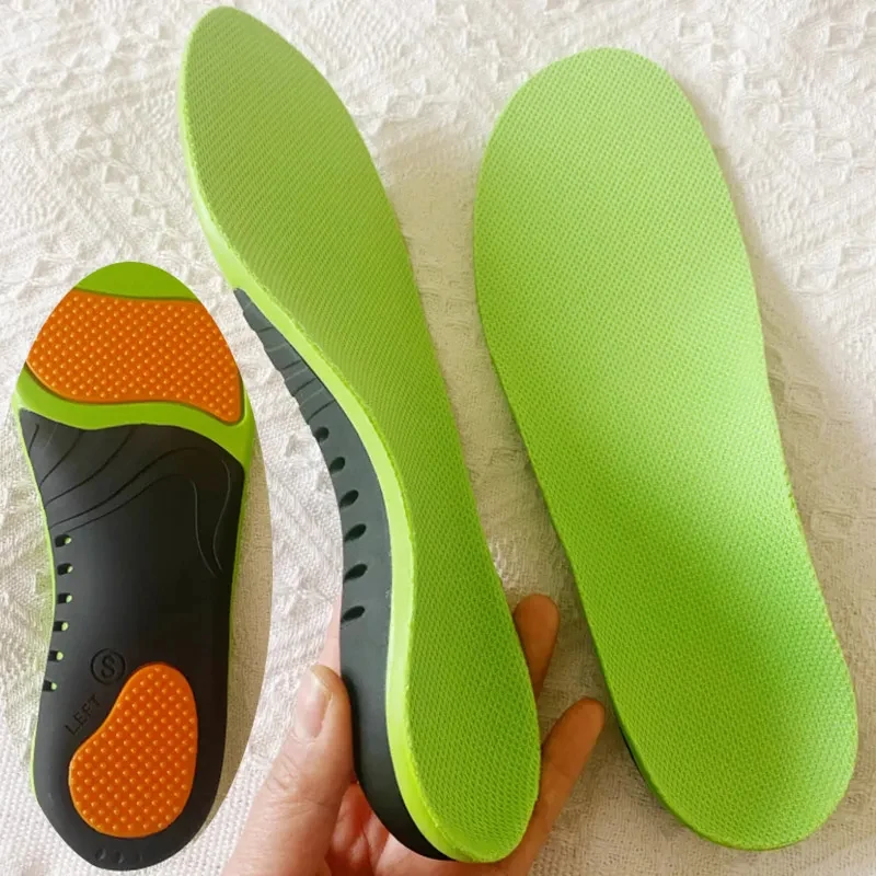 Semelles orthopédiques vertes en PU, soutien de la voûte plantaire, fasciite plantaire, soulagement de la douleur des pieds plats, inserts orthopédiques pour chaussures, coussin de confort pour la course à pied