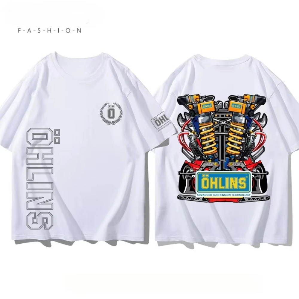 2026 Men's Motorcycle Ohlins Suspension Print T-shirt Graphic Oversized Sport Breathable Comfortable Streetwear S-4XL Cool Tee