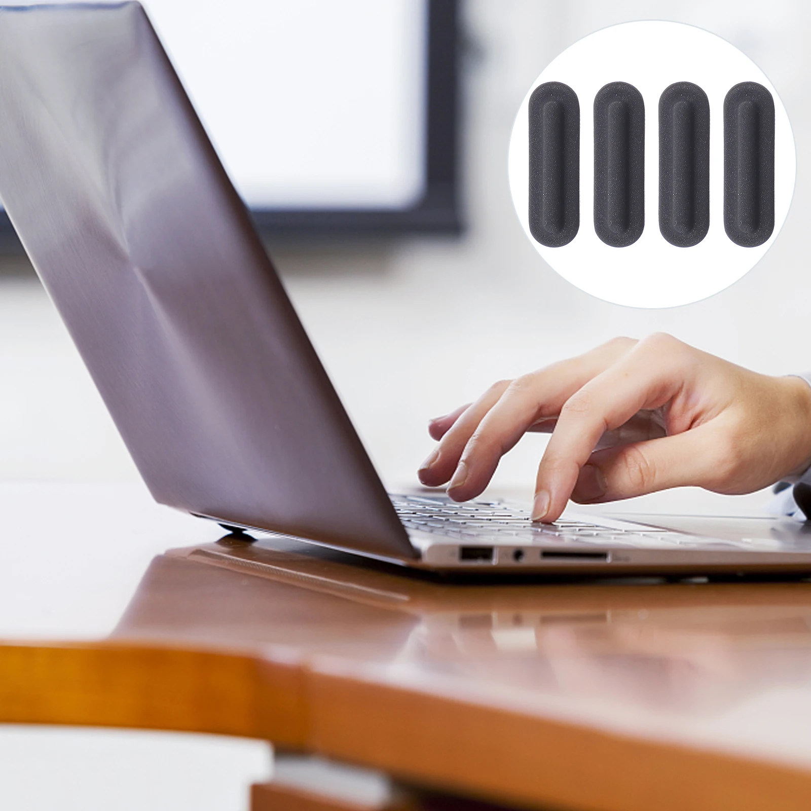 

4pcs Computer Rubber Feet Laptop Bottom Pad Non Slip Cushion Black Computer Feet Wide Uses Durable Compatibility