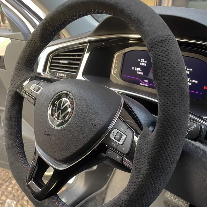 Custom Steering Wheel Cover Suede 100% Fit For Volkswagen VW Golf 7 Mk7 Nieuwe Polo jetta Passat B8 Auto Interior Accessories