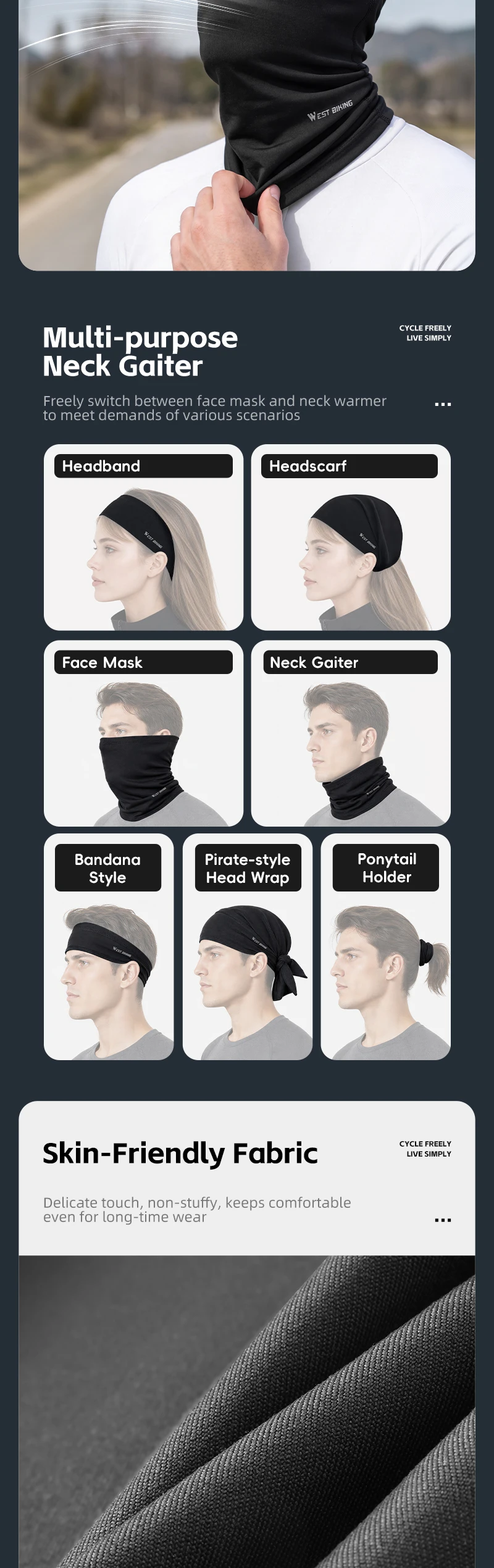 WEST RADFAHREN Winter Fleece Radfahren Schal Outdoor Winddicht Laufen Fahrrad Gesicht Abdeckung Männer Frauen Fahrrad Bandana Sport Headwear – Detail 5