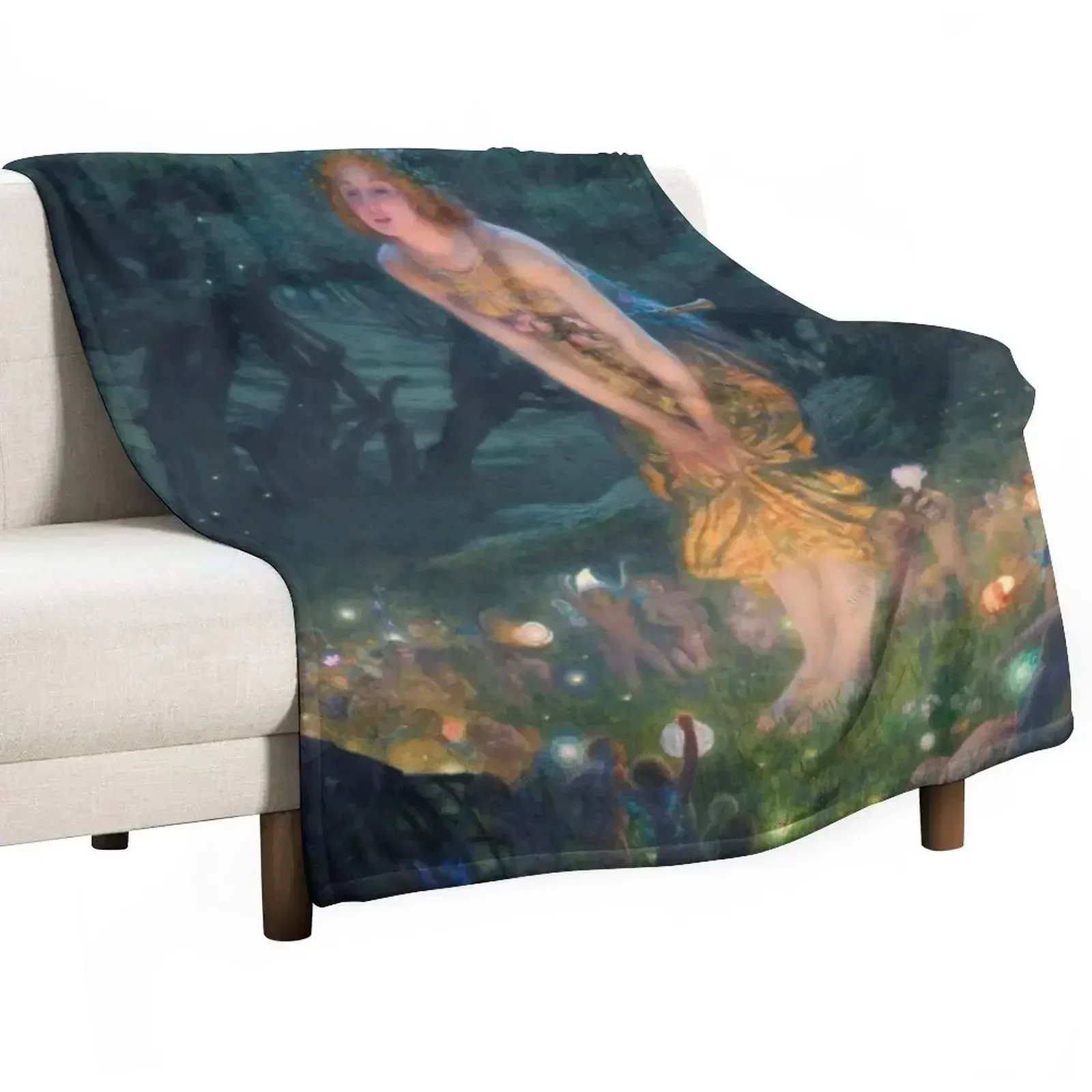 

Midsummer Eve by Edward Robert Hughes Throw Blanket Cozy Warm Blanket for Bed Room Decor