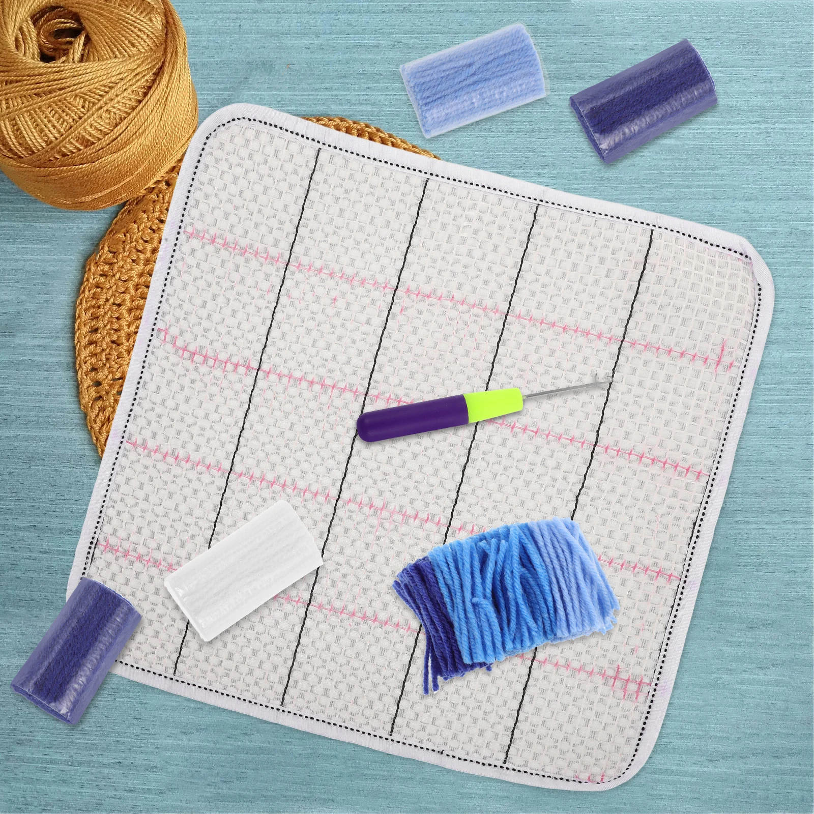 

Carpet Kit White Mesh Decorative Latch Hook Kit Bottom Cloth DIY Latch Hook Yarn Craft Adult Rug Making Tools Soft Warm