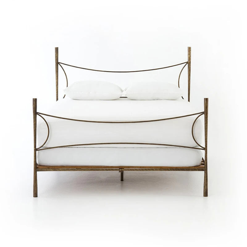 American country wrought iron double bed vintage metal distressed 1.5m bed idyllic simple iron frame room furniture
