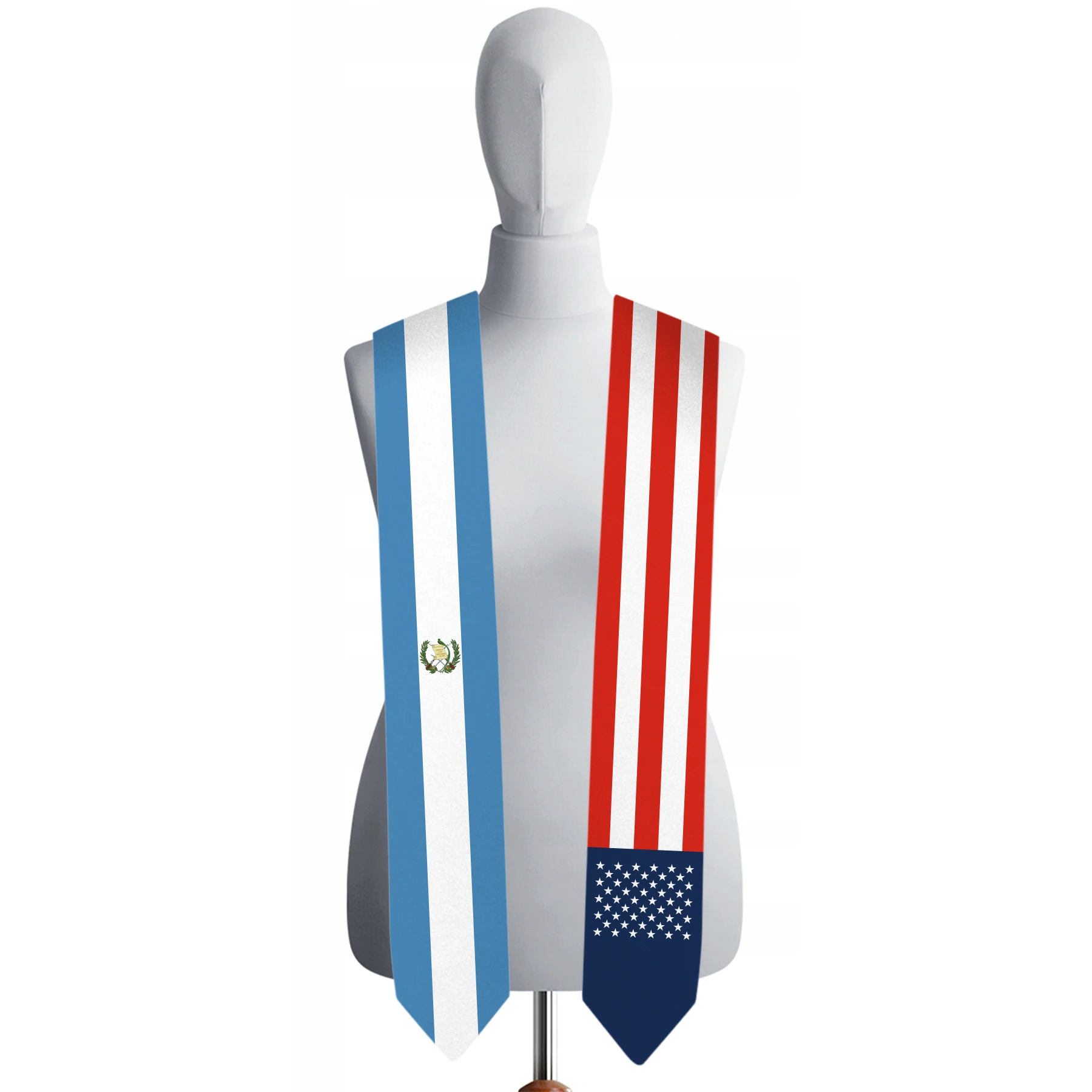 13x180cm USA And Guatemala Flag Graduation Sash Bachelor Gown Accessory Graduation Sash Scarf