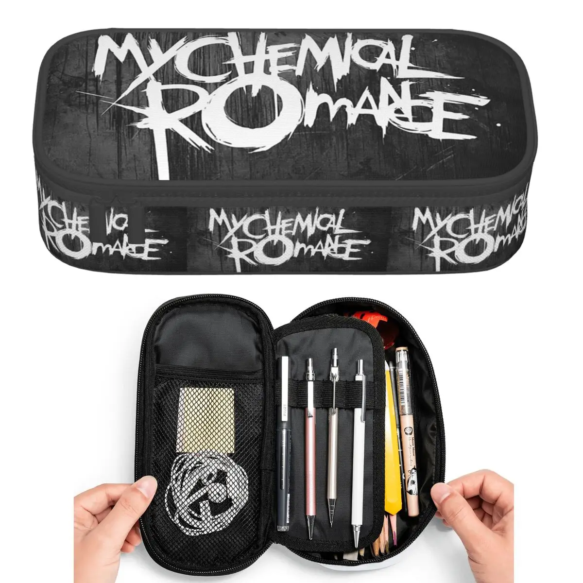 Mcr Band Punk Rock My Chemical Romance Pencil Cases for Students Pen Box Pencil Bag Large Storage Pencil Pouch Pen Holder