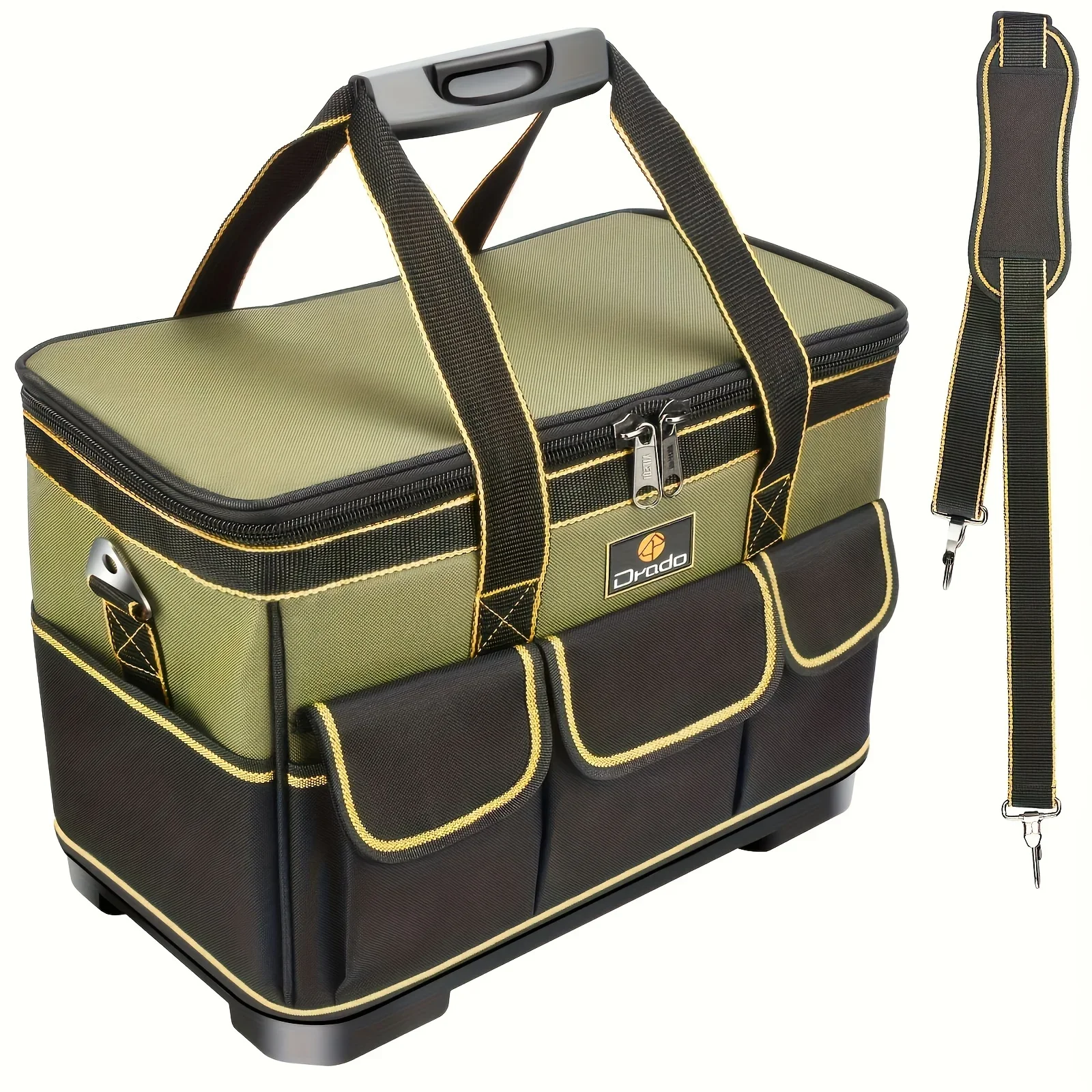 

Hard Bottom Green and Black Tool Bag - Heavy-Duty and Versatile Handbag for Tool Storage, Equipped with Freely Adjustable Should