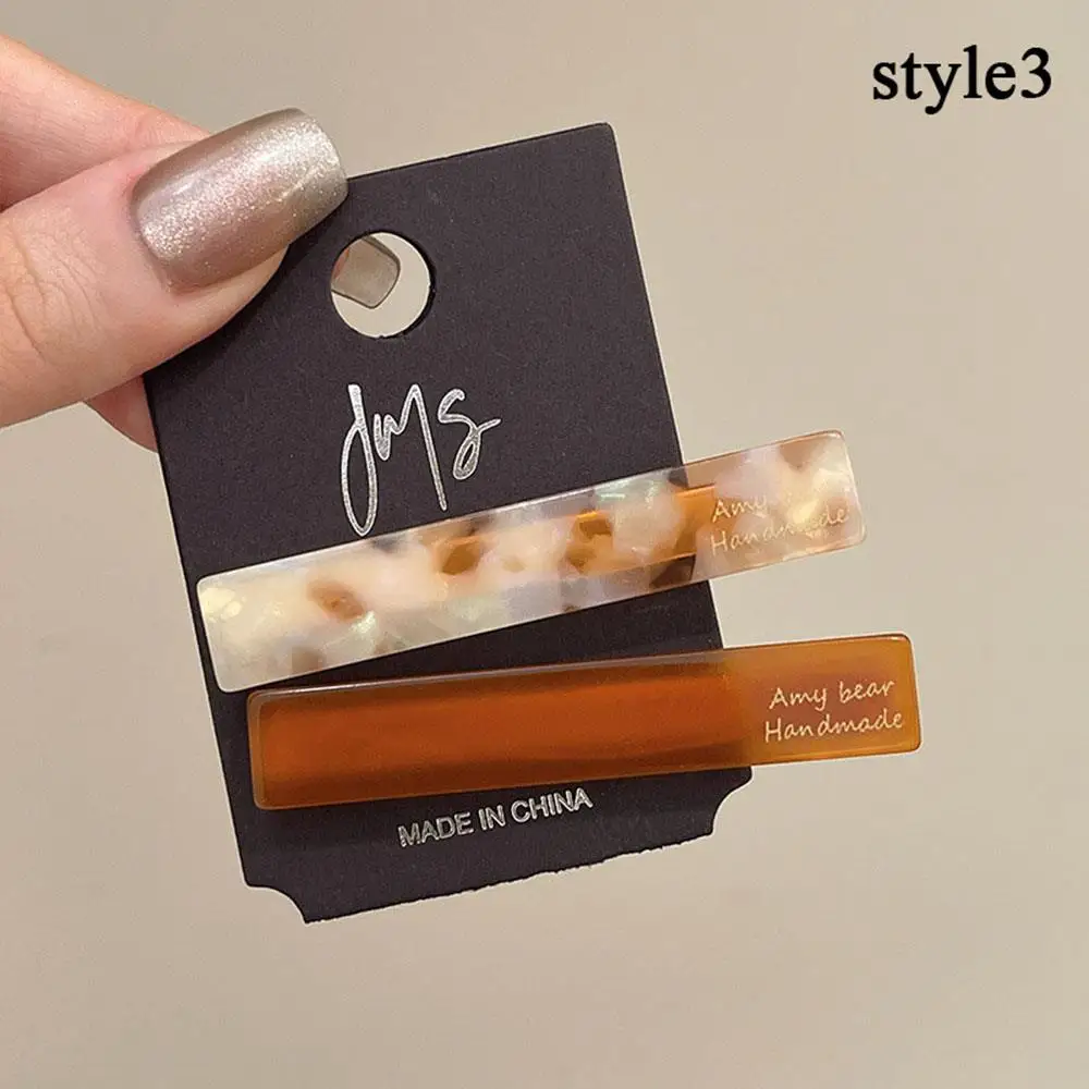 2 unids/set pasadores de alfileres laterales lindo dulce Clip de pelo Simple oblonga geométrico horquilla acetato pinzas para el cabello diadema accesorios para el cabello