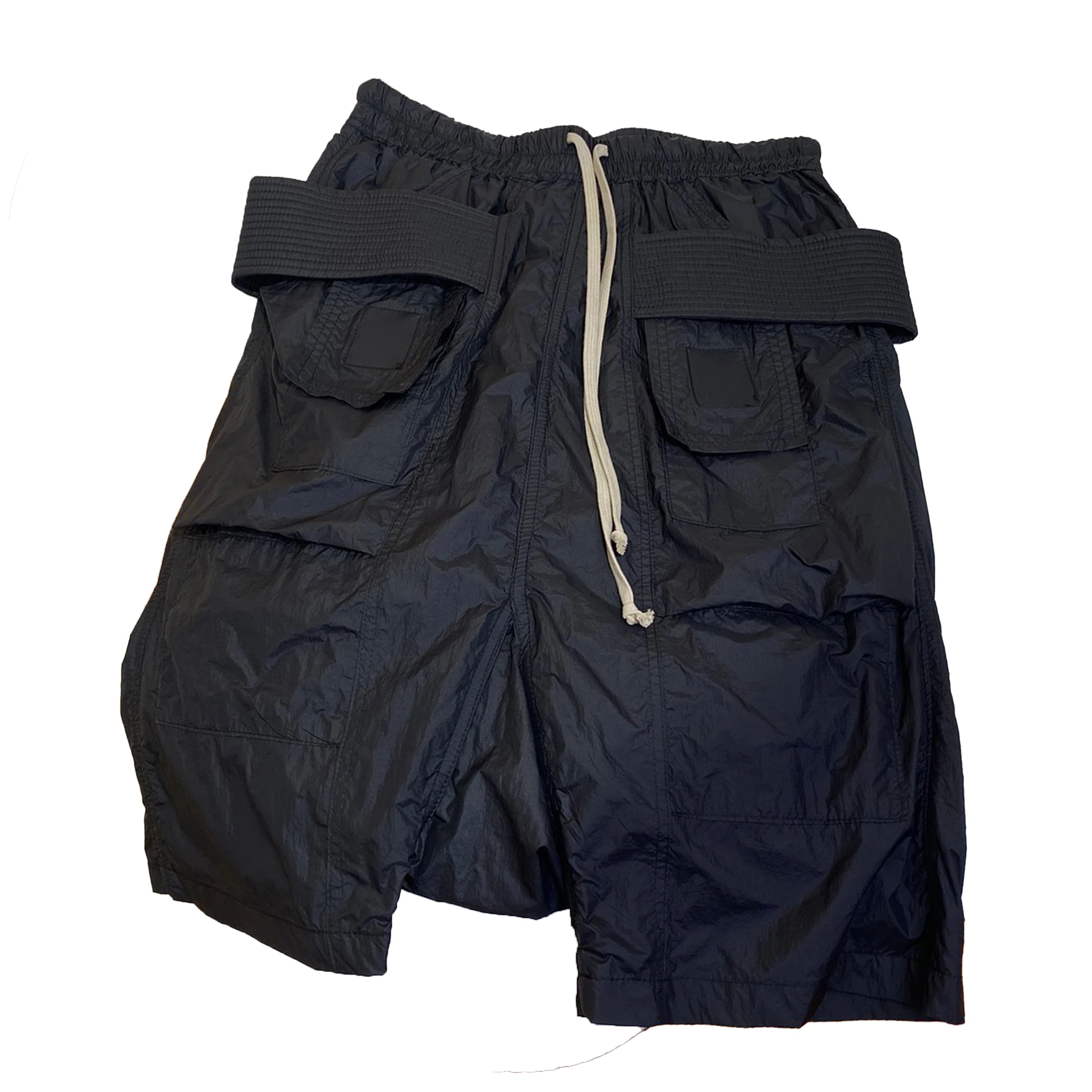NIGO-Calça masculina retrô com cordão, shorts pretos finos, roupa de trabalho High Street nigo8794, primavera e verão