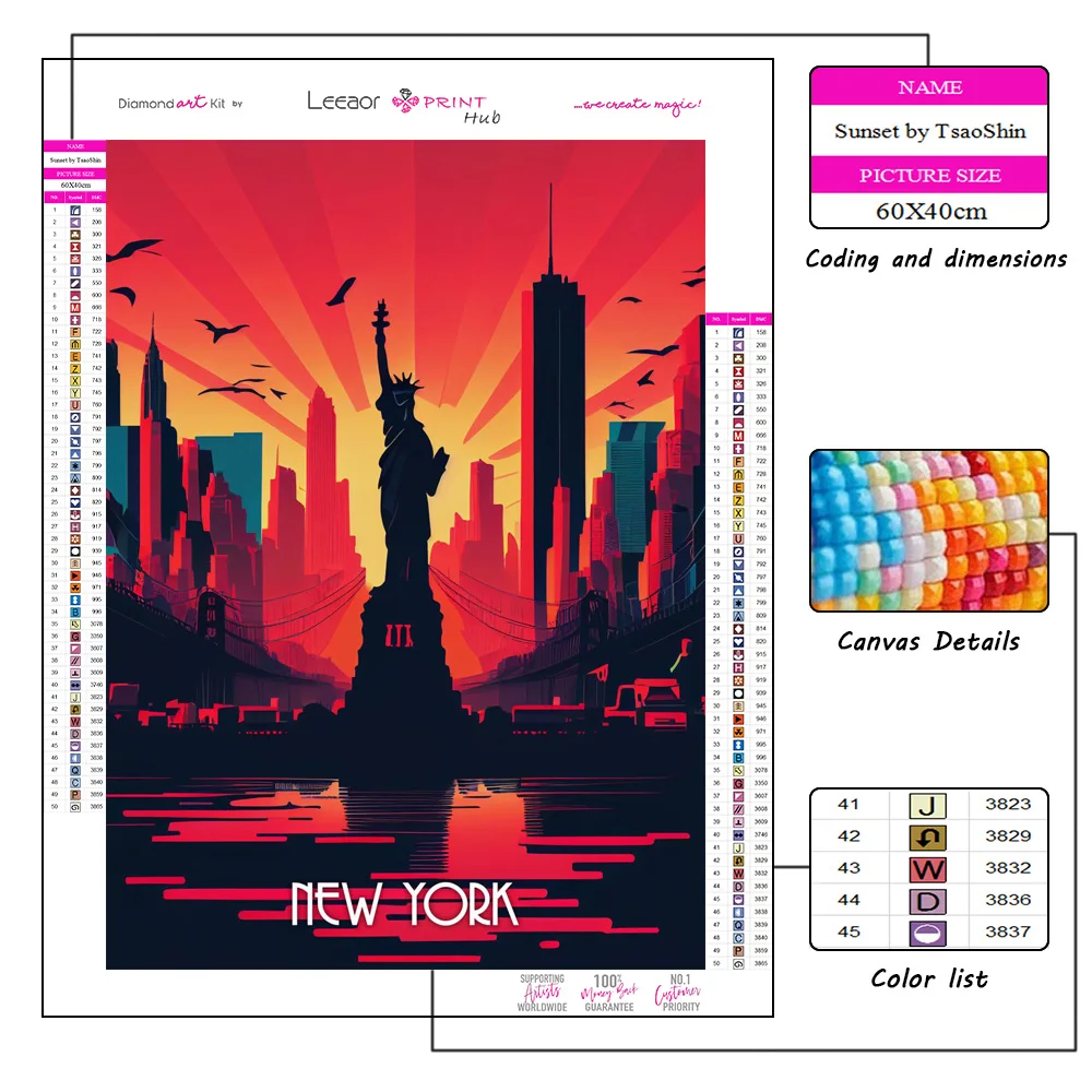 5D Sunset City Landscape Diamond Painting Romantic New York Full Rhinestone Mosaic Embroidery Cross Stitch Kit Home Decor Gifts