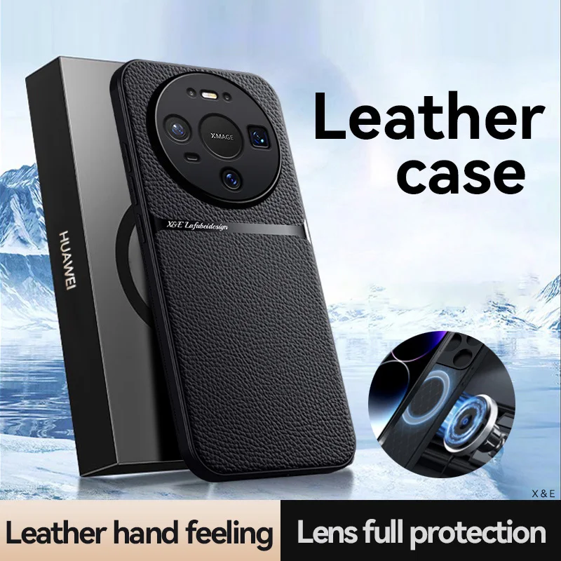 Luxuriöse stoßfeste Lederhülle für HUAWEI MATE 80 70 60 50 40 Pro Max, magnetische Schutzhülle, Handy-Rückseite