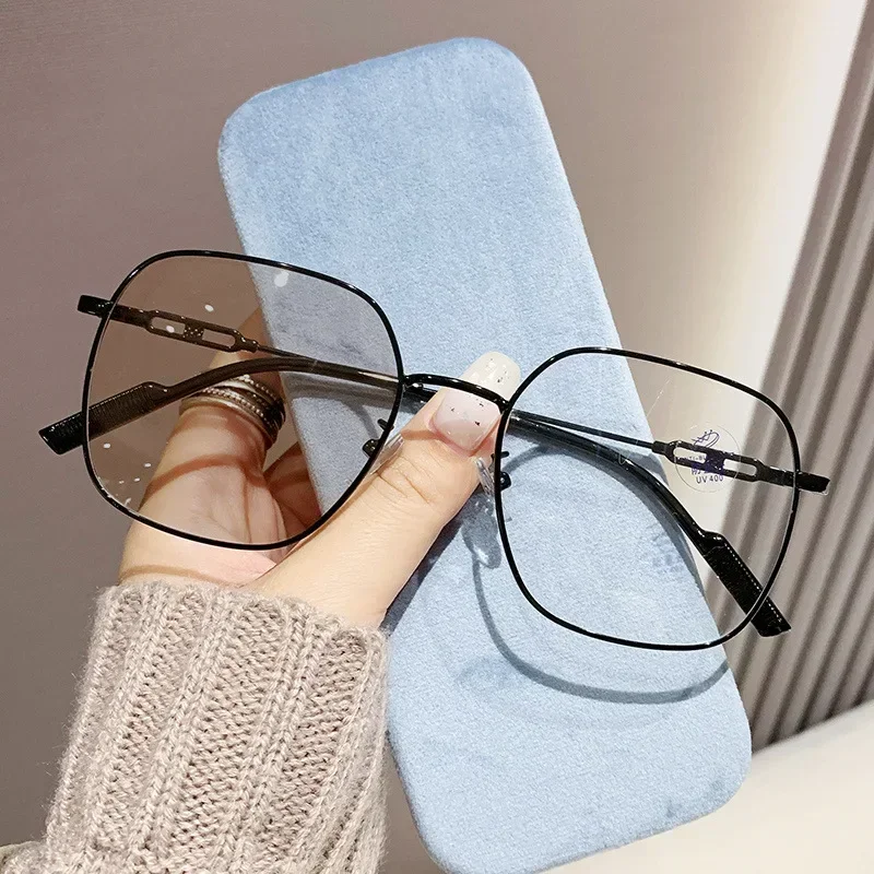 Outdoor Color Changing Sunglasses Ladies Intelligent Photochromic Minus Diopter Glasses Trendy Myopia Prescription Eyeglasses