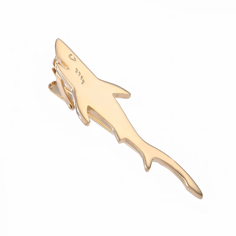 High quality shark tie clip with brand new brass material design fashionable men's security pin tie clip