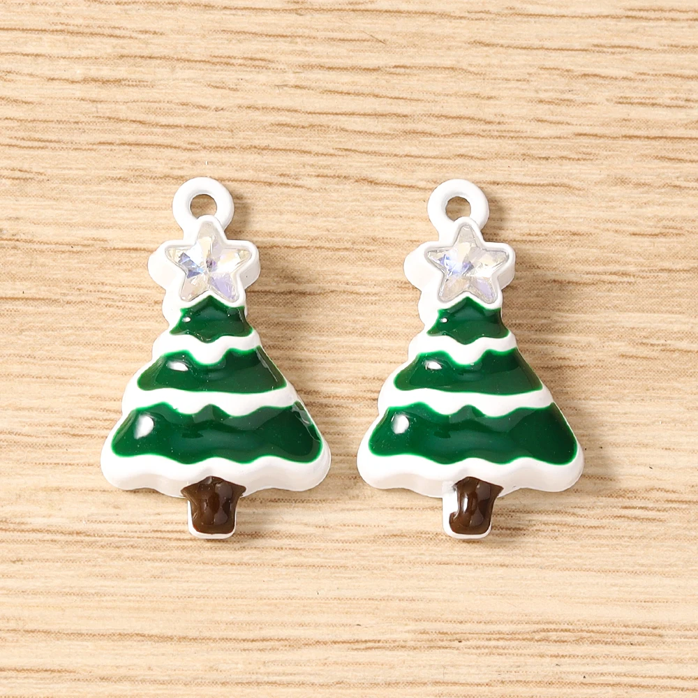 Tusember 5 Stück Emaille-Weihnachtsanhänger mit Weihnachtsmann, Schneeflocke und Schneemann für Weihnachtshalsketten, Ohrringe, Armbänder und Bastelarbeiten – Detail 6