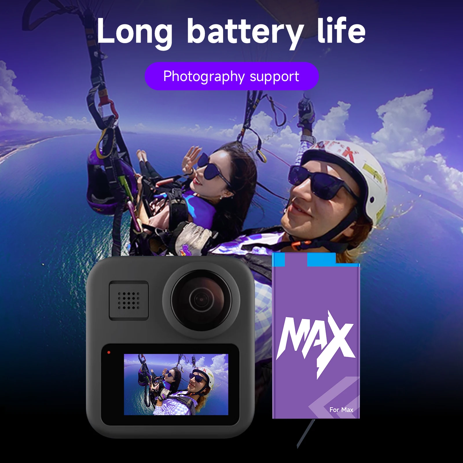 1860mAh Battery For GoPro Max Rechargeable Battery For GoPro Max 360 panoramic motion camera battery Gopro Accessories