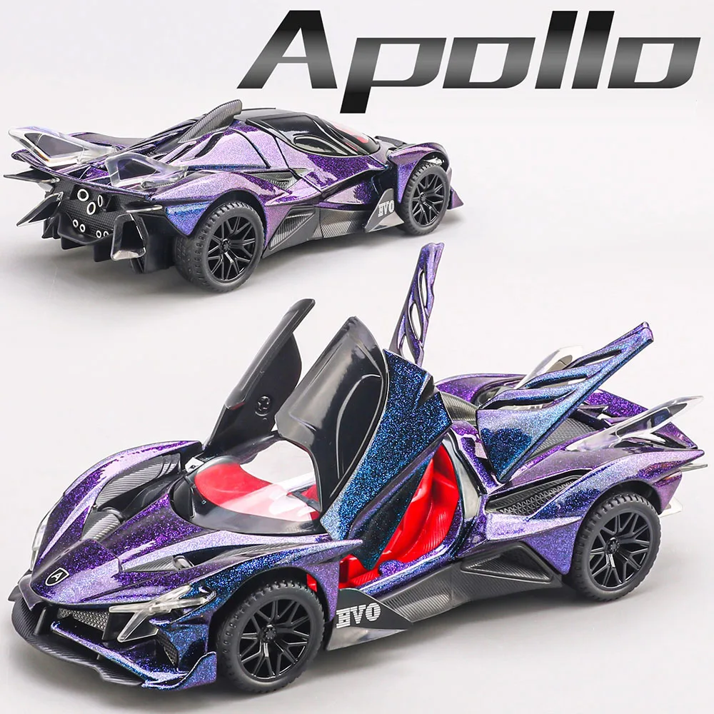 

1:32 Apollo EVO Bolide Модель суперкара Игрушки из сплава Литые под давлением автомобили Резиновые шины Металлические корпусные двери Открытый звук Световой автомобиль Подарок ребенку