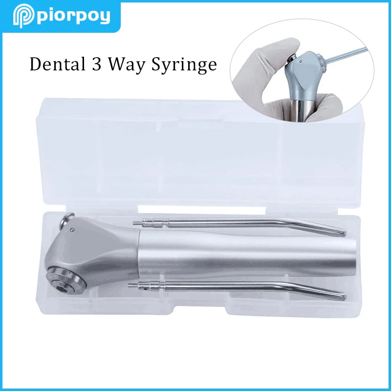 Dental 3 Way Syringe Air Water Spray Triple with 2 Metal Alloy Tips Tube Nozzles Dentistry Chair Unit Spare Parts Dentist Tools