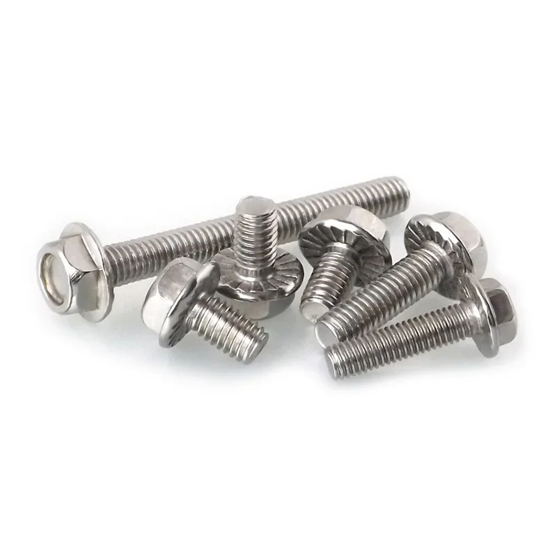 304 stainless steel hex flange face bolt with pad tooth pattern anti-slip screw M14M16* 25 30 35 40 45 50 65 70 80 90 100 120130