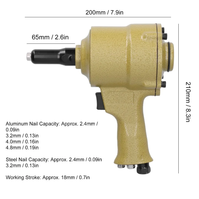 Pneumatic Air Riveter Riveting Pull Pliers Gun Pulling Rivets Puller Machine Tool 2.4-4.8mmEuropean Style