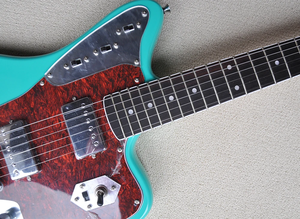 6 Strings Blue Electric Guitar with Rosewood Fretboard,Red Pearl Pickguard,Can be Customized