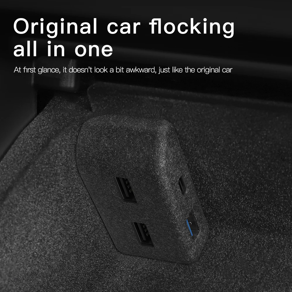 YZ Glove Box Docking Station For Tesla Model Y High Speed 4 USB Shunt Hub Flocking Adapter Powered Splitter Splitter Extension