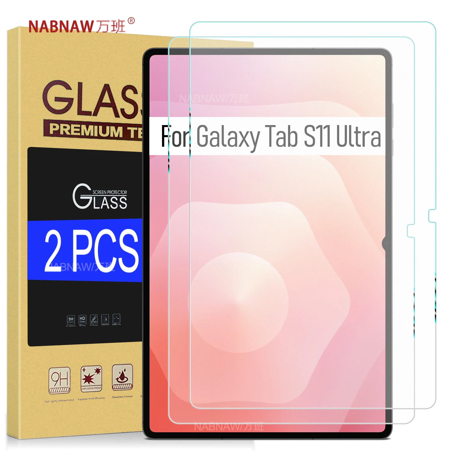 

2 Pieces Full HD Tempered Glass Film Screen Protector For Samsung Galaxy Tab S11 Ultra 14.6 Scratch Proof Oil-Coating Cover 5G
