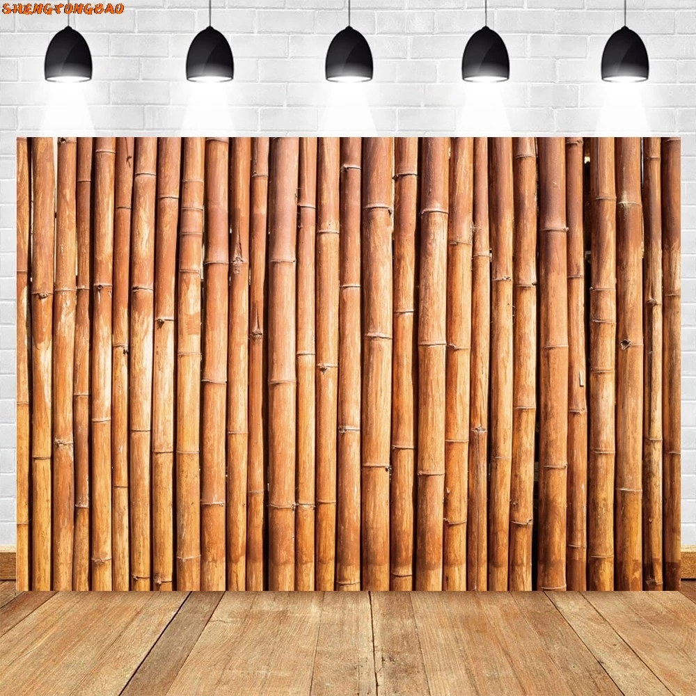 Rustieke Bamboe Achtergrond voor Fotografie Oud Bruin Houten Plank Houtstructuur Hek Baby Volwassen Portret Achtergronden Fotostudio