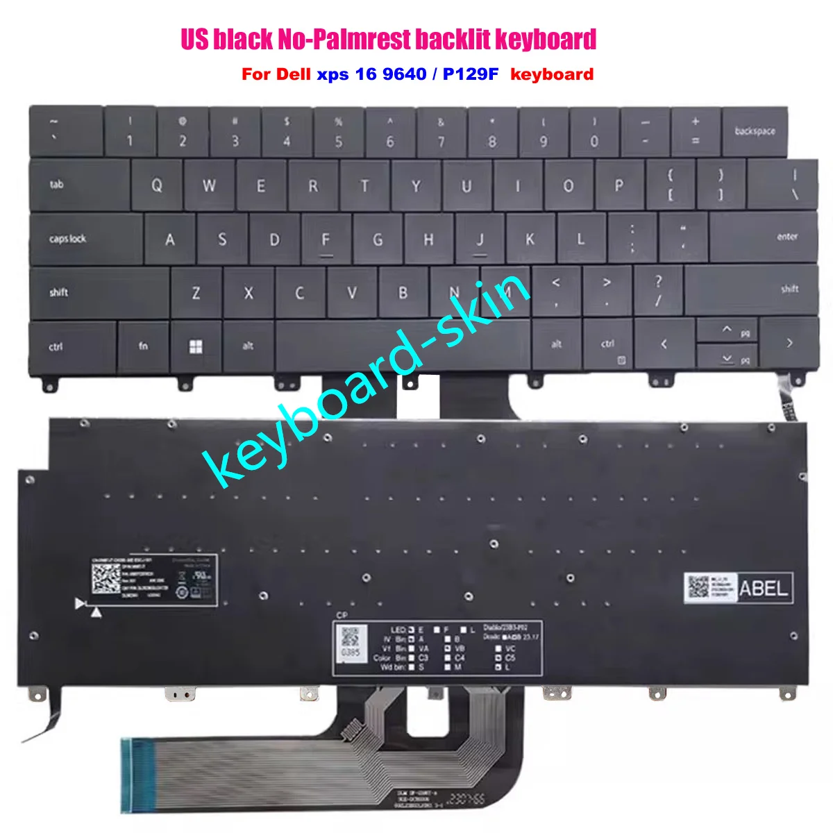 

New US black backlight backlit Keyboard For Dell XPS 16 9640 / P129F (2024-2025 Year) series laptop
