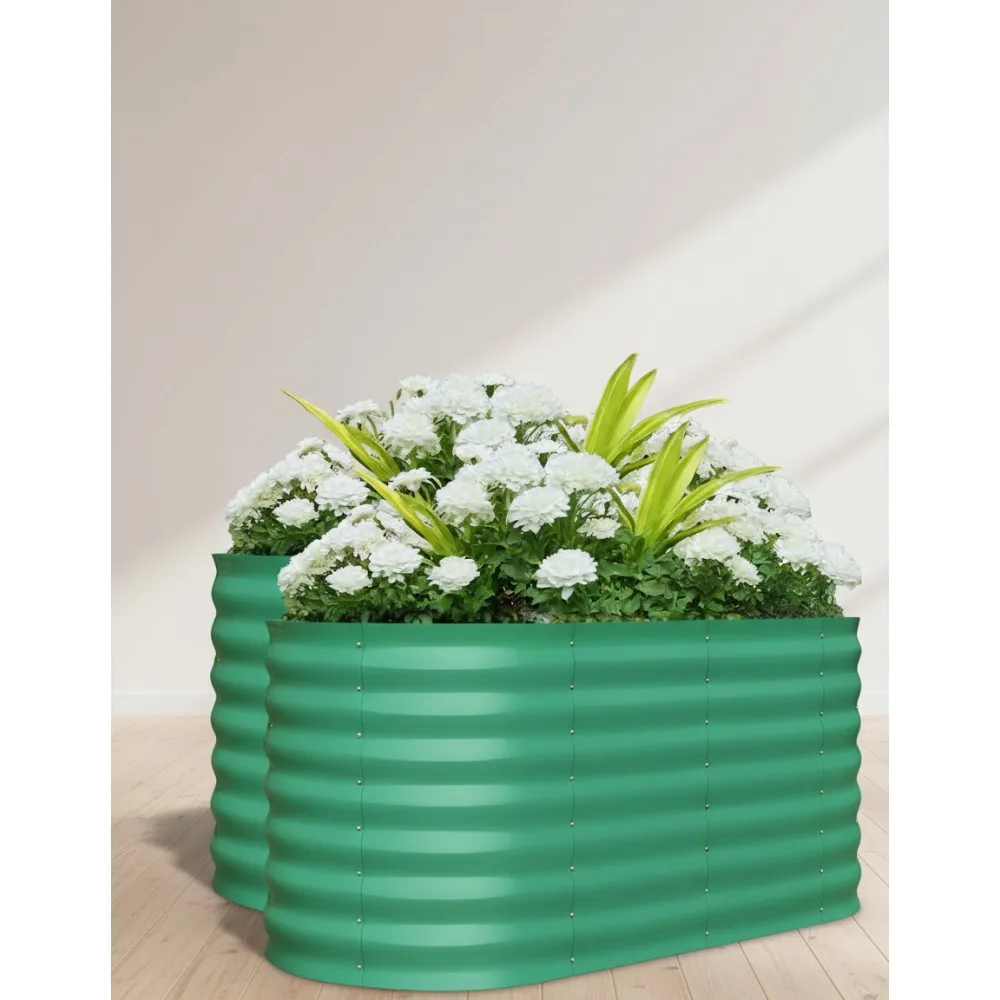 

2 Pack Galvanized Steel Raised Garden Beds 4x2x2 ft - Rust-Proof Planter Box for Vegetables Flowers Easy Assembly