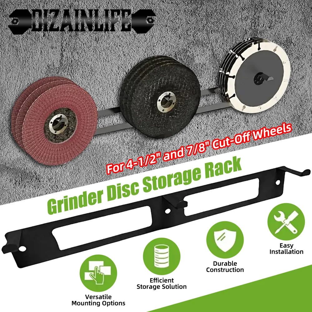 

Metal Grinder Disc Storage Rack for 4-1/2" 7/8" Cut-Off Wheels Wall-Mounted Organizer Ideal for Workshop, Shed, Garage, and Home