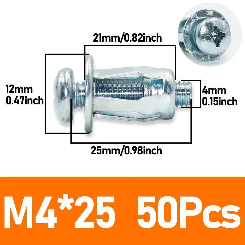 50pcs M4x25