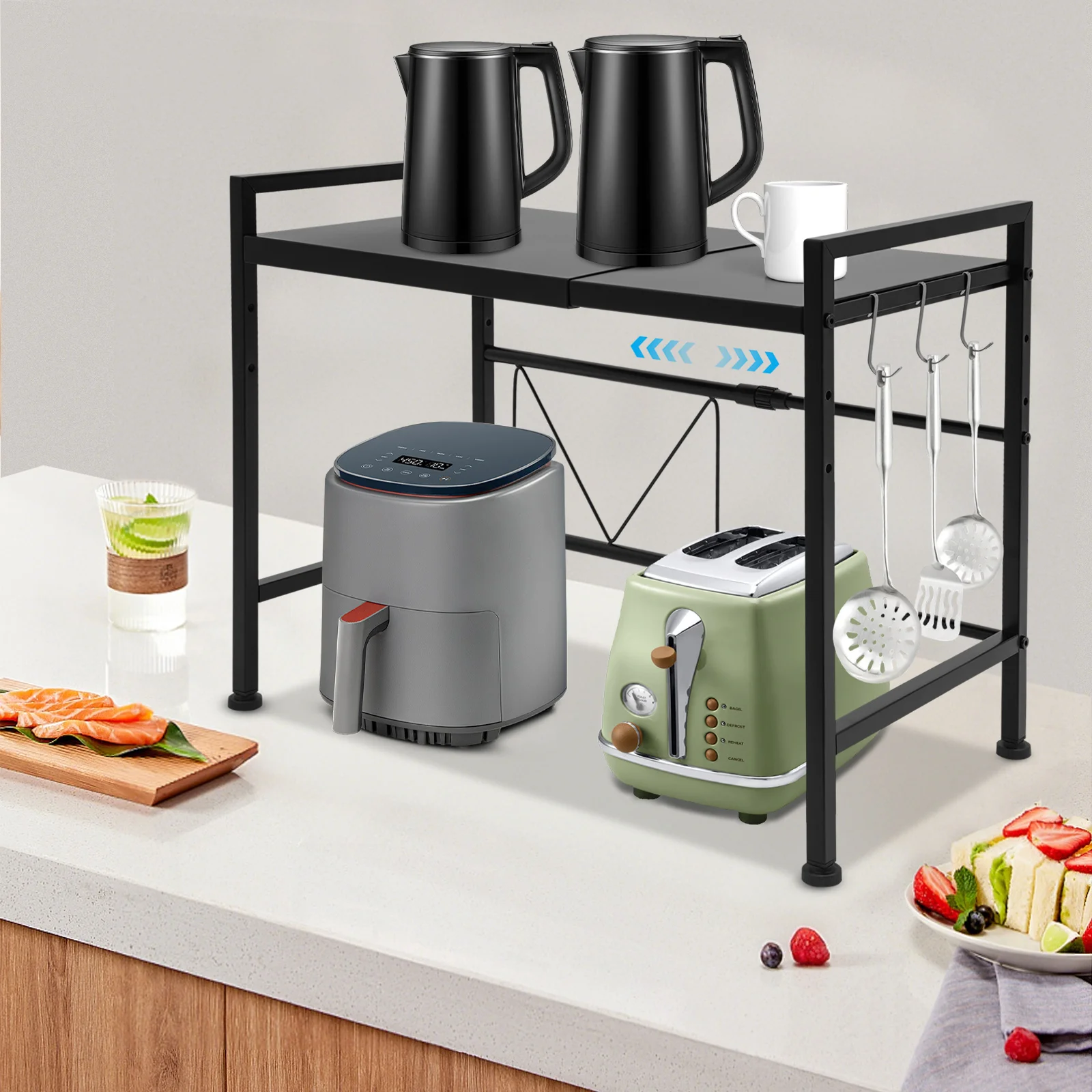 

Rust‑Wear‑Resistant Vertical Microwave Stand, Smooth Surface Easy‑Clean Large‑Open For Utensils Seasoning Bottles Oven Storage