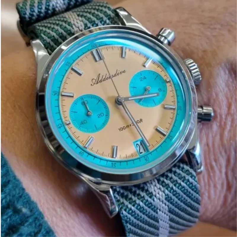 นาฬิกาข้อมือผู้ชาย ADDIESDIVE รุ่น BGW9 พร้อมปฏิทิน เรืองแสง กันน้ำ 10 บาร์ กระจกทรงโดม ระบบควอตซ์โครโนกราฟ VK64 ตัวเรือนสแตนเลส