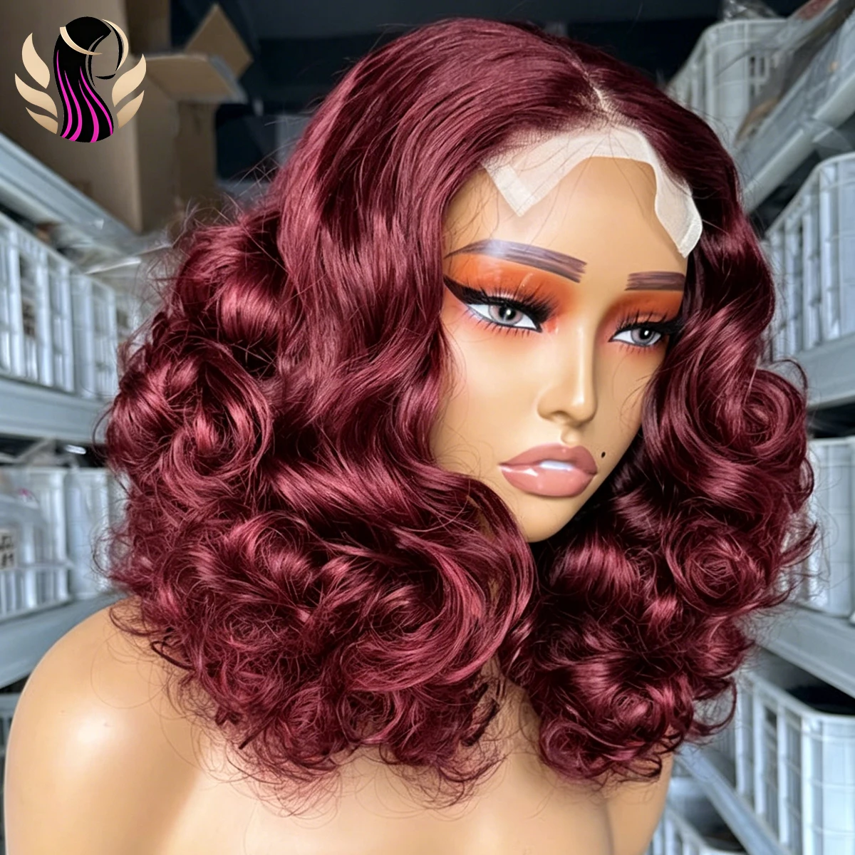 99J Burgundy Lace Front Wigs Human Hair 13x4 Bob Wig Human Hair Pre Plucked 250 Density HD Transparent Body Wave Lace Front Wigs Human Hair Red Colored Short Bob Wig For Women With Baby Hair
