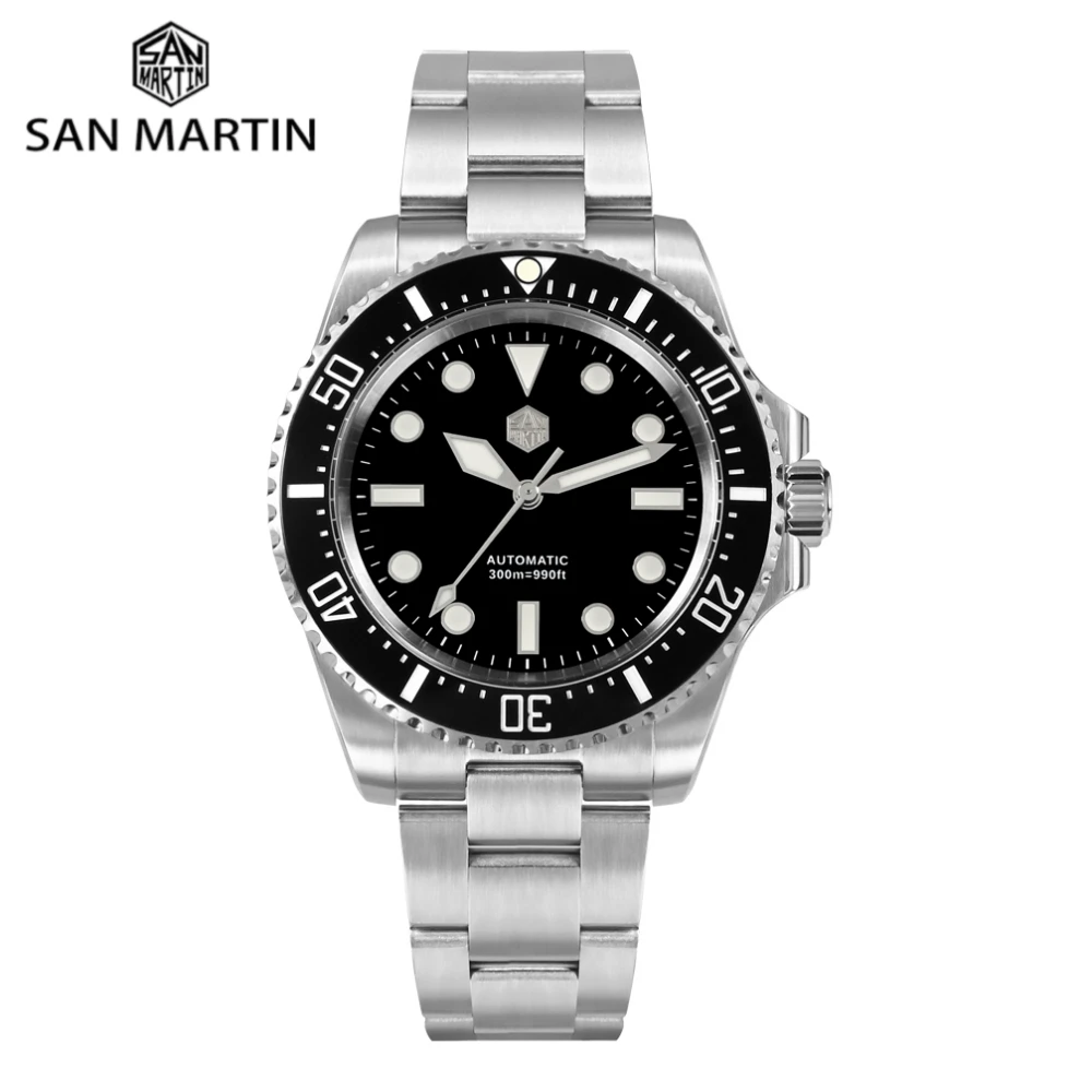 

San Martin 40mm NH35 Men's Diver Watch Mechanical Sport Wristwatches Luxury Fly Clasp 30Bar Waterproof Luminous Montre SN0111G-A